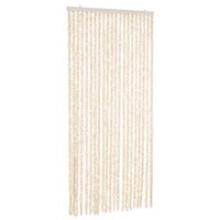 Vliegengordijn 90x220 cm chenille beige en wit 2