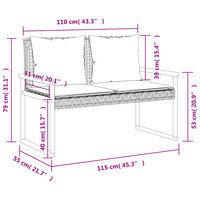 Tuinbank met kussen poly rattan en acaciahout zwart 10