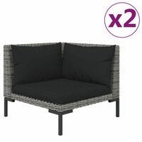3-delige Loungeset halfrond poly rattan donkergrijs 3