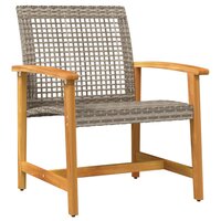 Tuinstoelen 2 st poly rattan en acaciahout grijs 3