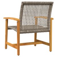 Tuinstoelen 2 st poly rattan en acaciahout grijs 6