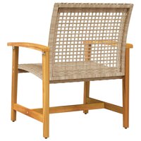 Tuinstoelen 2 st poly rattan en acaciahout beige 6