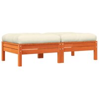 Tuinvoetenbanken met kussens 2 st massief grenenhout wasbruin 2