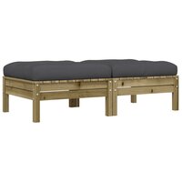 Tuinvoetenbanken met kussens 2 st ge&iuml;mpregneerd grenenhout 2