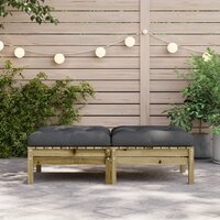 Tuinvoetenbanken met kussens 2 st ge&iuml;mpregneerd grenenhout 3