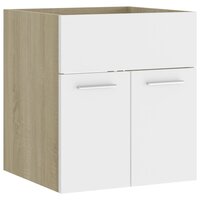 Wastafelkast 41x38,5x46 cm bewerkt hout wit en sonoma eiken 2