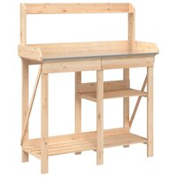 Oppottafel met schappen massief vurenhout 2