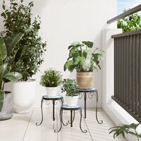 Plantenstandaards 3 st keramiek blauw en wit 3