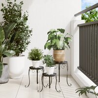 Plantenstandaards 3 st keramiek zwart en wit 3