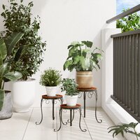 Plantenstandaards 3 st keramiek terracottakleurig en wit 3