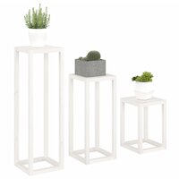 3-delige Plantenstandaardset massief grenenhout wit 4
