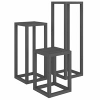 3-delige Plantenstandaardset massief grenenhout grijs 2