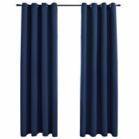 Gordijn verduisterend met metalen ringen 2 st 140x175 cm blauw 2