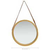 Wandspiegel met band 50 cm goudkleurig 6
