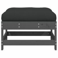 Tuinvoetenbank met kussen massief grenenhout grijs 3