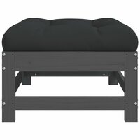 Tuinvoetenbank met kussen massief grenenhout grijs 4