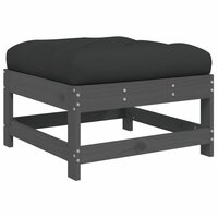 Tuinvoetenbank met kussen massief grenenhout grijs 5