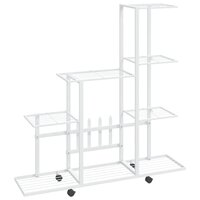 Bloemenstandaard met wielen 94,5x25x92,5 cm metaal wit 2