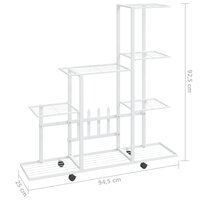 Bloemenstandaard met wielen 94,5x25x92,5 cm metaal wit 7