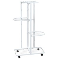 Bloemenstandaard met wielen 4-laags 44x23x80 cm ijzer wit 2