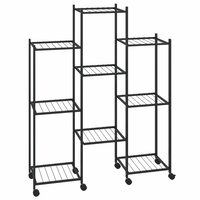 Bloemenstandaard met wielen 83x25x103,5 cm ijzer zwart 2