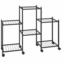 Bloemenstandaard met wielen 83x25x63,5 cm ijzer zwart 2