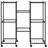 Bloemenstandaard met wielen 83x25x83,5 cm ijzer zwart 3