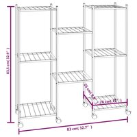Bloemenstandaard met wielen 83x25x83,5 cm ijzer zwart 6