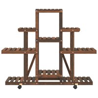 Plantenstandaard met wielen 110x25x101 cm massief vurenhout 5