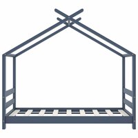 Kinderbedframe massief grenenhout grijs 70x140 cm 4