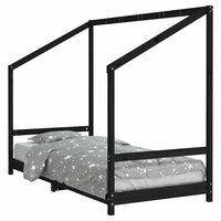 Kinderbedframe 90x200 cm massief grenenhout zwart 2