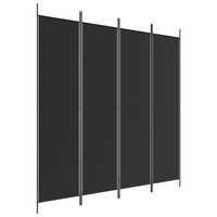 Kamerscherm met 4 panelen 200x200 cm stof zwart 2