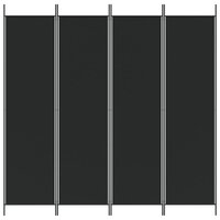 Kamerscherm met 4 panelen 200x200 cm stof zwart 3