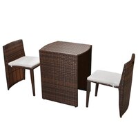 3-delige Bistroset met kussens poly rattan bruin 2