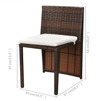 3-delige Bistroset met kussens poly rattan bruin 8