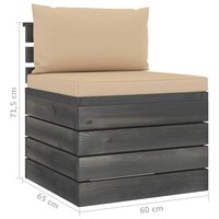 2-delige Loungeset met kussens pallet massief grenenhout 12
