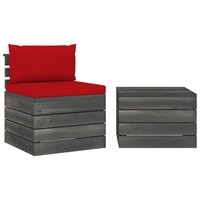 2-delige Loungeset met kussens pallet massief grenenhout 2
