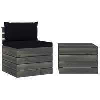 2-delige Loungeset met kussens pallet massief grenenhout 2