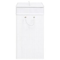 Wasmand met 2 vakken 100 L bamboe wit 5