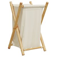 Wasmand 41,5x36x63,5 cm bamboe cr&egrave;mewit 2