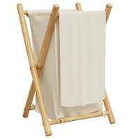 Wasmand 41,5x36x63,5 cm bamboe cr&egrave;mewit 6