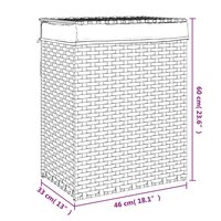 Wasmand met deksel 46x33x60 cm poly rattan zwart 9