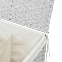 Wasmand met 2 vakken 53x35x57 cm poly rattan wit 8