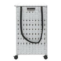Wasmand op wielen 66x35x60 cm rattan wit 5