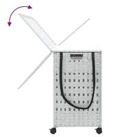 Wasmand op wielen 66x35x60 cm rattan wit 7
