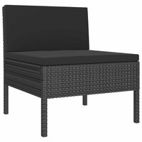 2-delige Loungeset met kussens poly rattan zwart 3