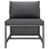 3-delige Loungeset met kussens poly rattan grijs 3