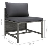 2-delige Loungeset met kussens poly rattan grijs 7