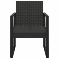 3-delige Loungeset met kussens poly rattan zwart 4