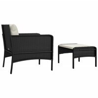 2-delige Loungeset met kussens poly rattan zwart 5